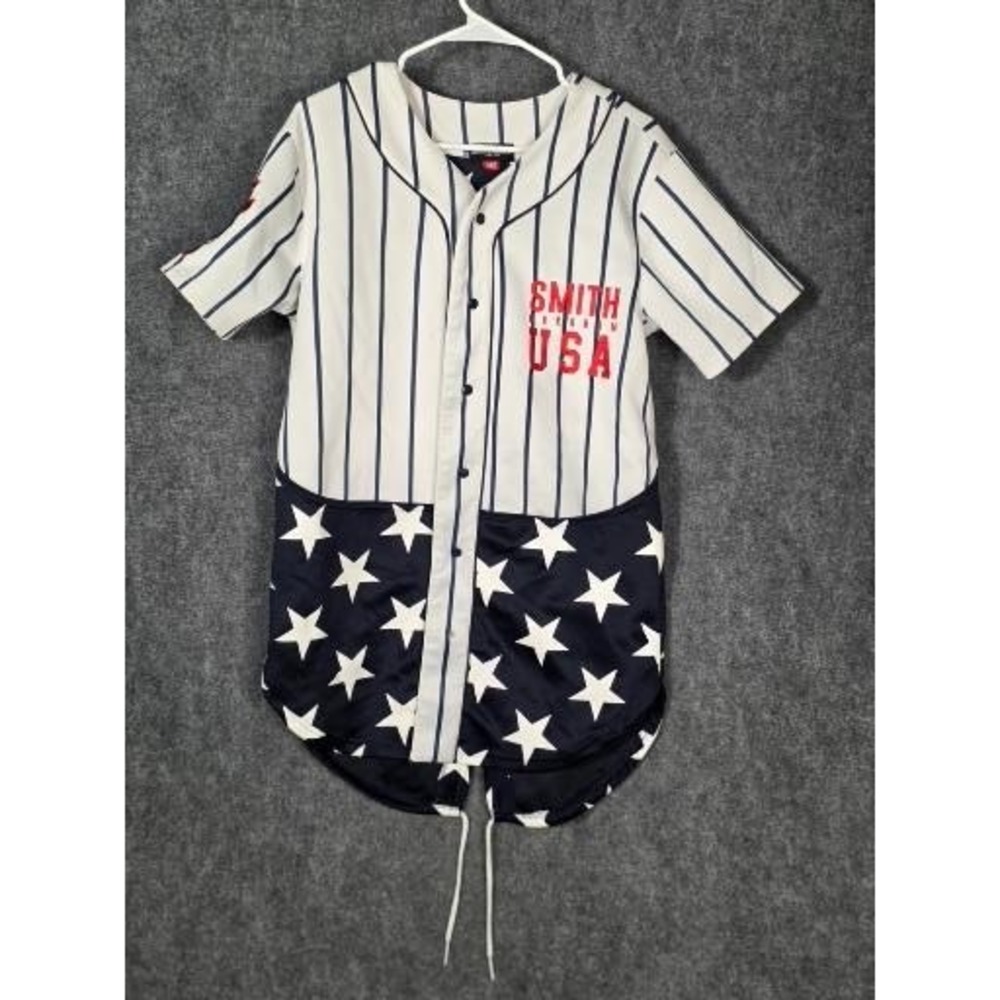 Smith & Graham USA‎ Baseball Jersey 75 Patriotic Stars Stripes Men Medium Casual